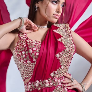Wedding Wear Satin Silk Red Saree
