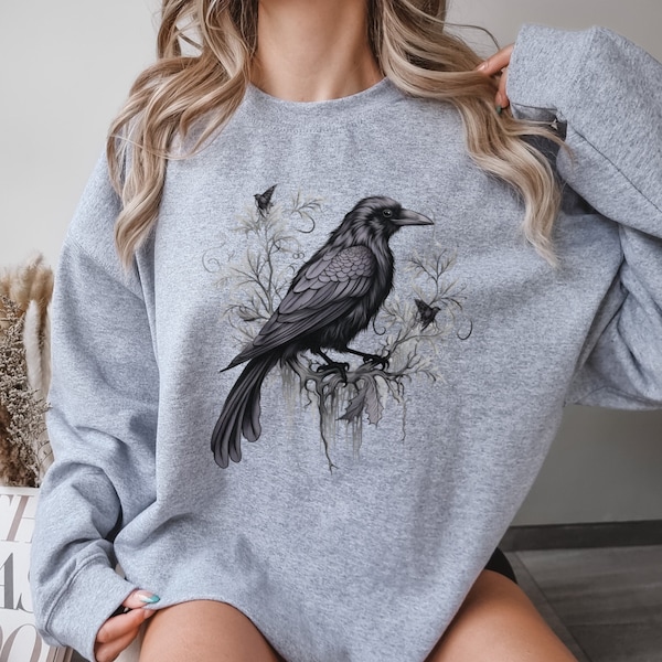 Bird Sweatshirt, boho Crow sweatshirt, Raven shirt, gift for her, gift for mom, gift for him, mothers day gift sweatshirt