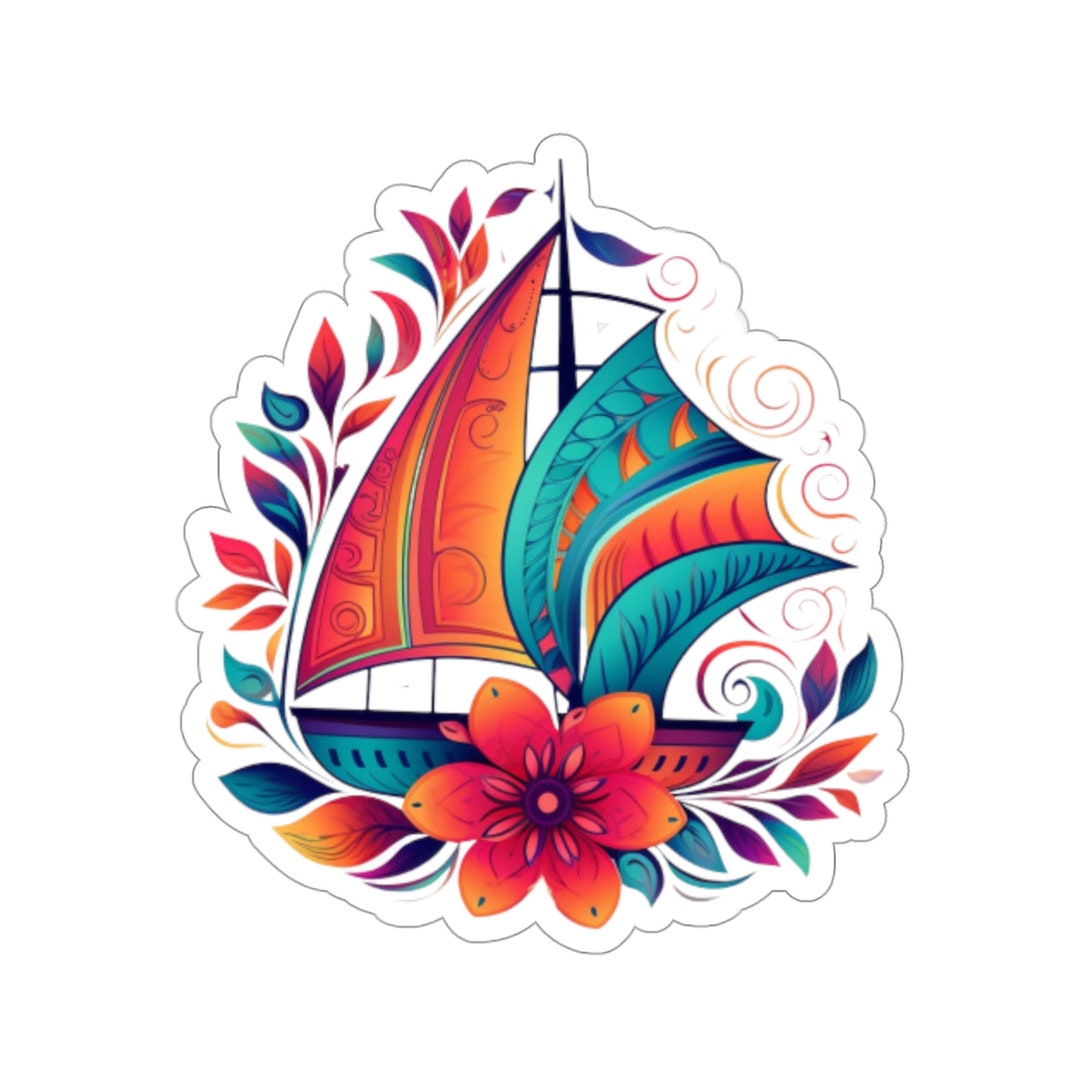 Sailboat Sticker, Boat Sticker, Vibrant Stickers, Hippie Stickers ...