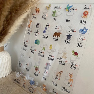 TABLEAU ALPHABET ARABE islamique Plexiglass Acrylique prière invocation enfant affiche Islam image 5