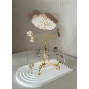 Carta natal de niño y niña - personalizada con nombre/fecha/peso/altura/hora de nacimiento - Póster infantil acrílico de plexiglás