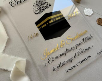 TABLEAU "HAJJ/OMRA" Personnalisable islamique Plexiglass Acrylique prière invocation affiche Islam