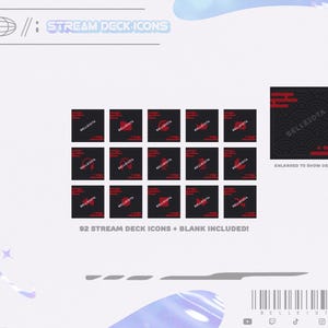 Íconos de la plataforma de transmisión Kuronami en rojo oscuro: 92 íconos de marca en total, teclas multimedia de inspiración japonesa