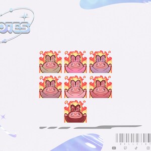 Labubu Chaos Emote set | The Monsters popmart | Labubu fire emoji sticker for IOS, Discord, Twitch, Youtube | Twitch Labubu Emote