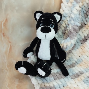 Crochet plush panther. Handmade. The plush panther will be the best soft friend for your children. The panther is 1 ft 3.4 in (39 cm) tall