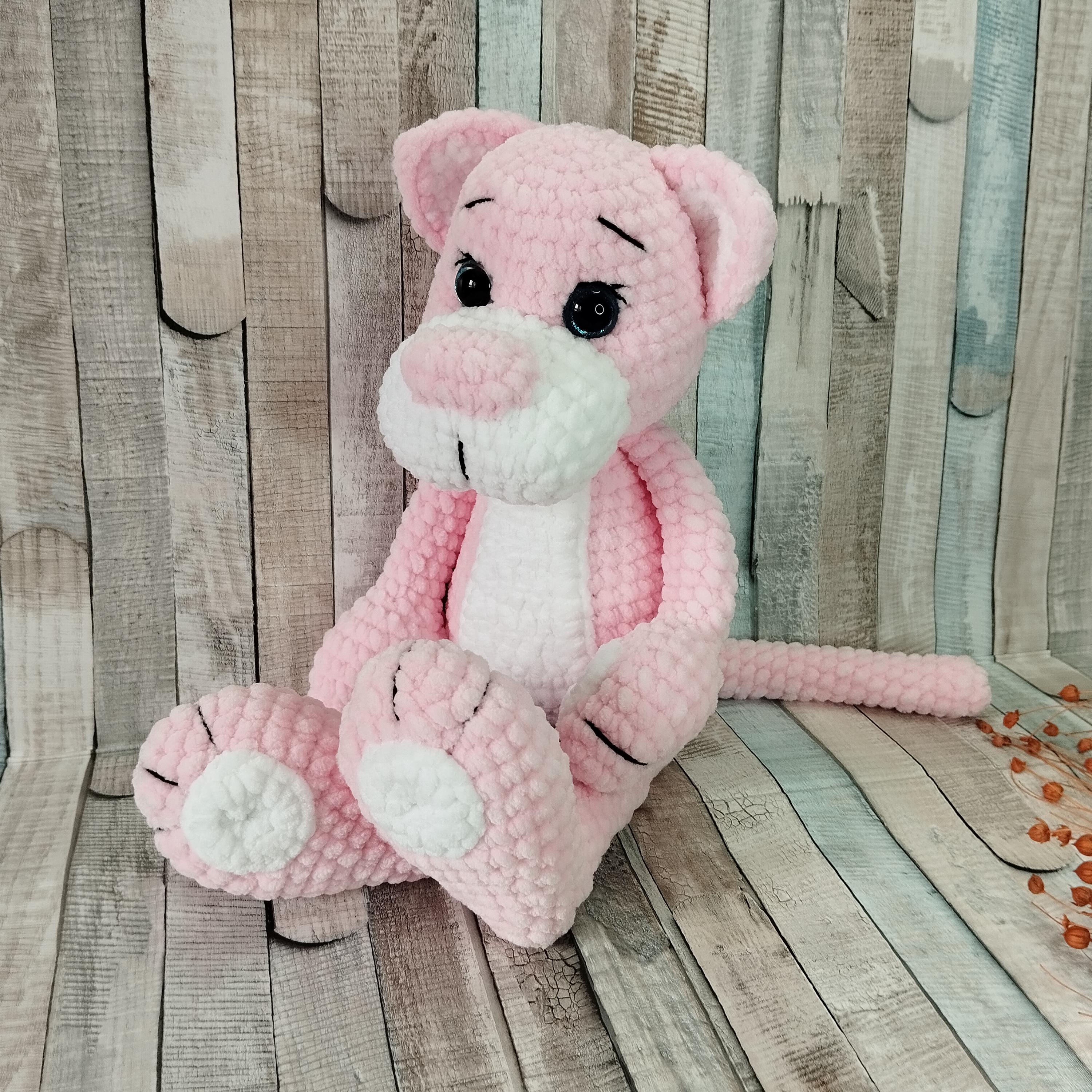 Panthère rose, doudou fait main au crochet peluche, amigurumi