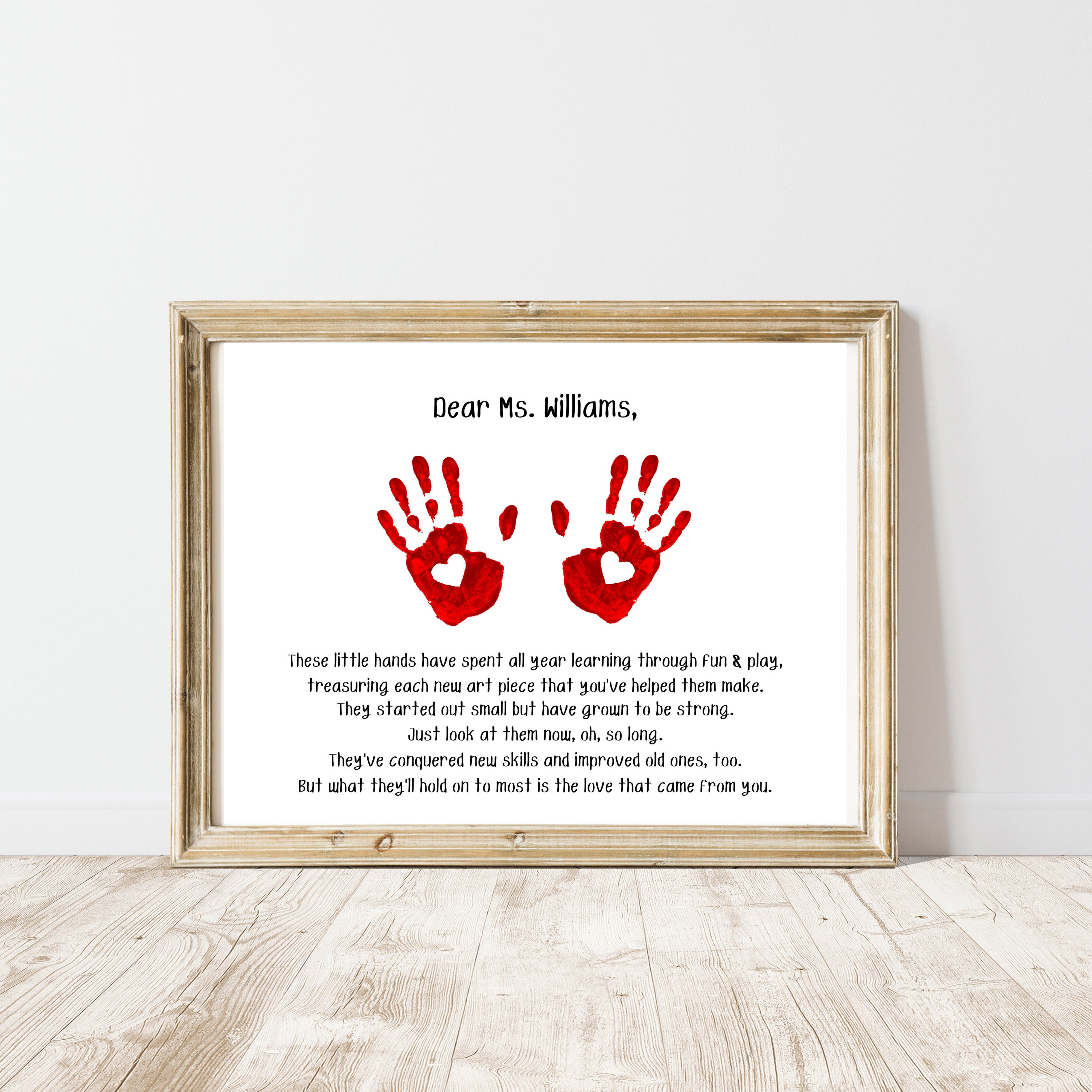 Teacher Appreciation Handprint Art, End of Year Teacher Gift, Teacher ...