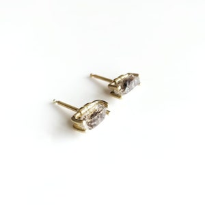 Earrings. Gold. Herkimer Diamonds. Herkimer Quartz. Button Earrings. Gold Earrings With Herkimer Diamonds. Quartz Earrings. Unique.