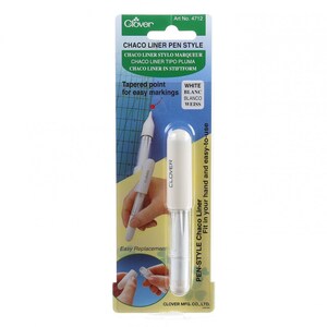 Clover Chaco Liner Pen Style - White.  Tapered Point for Each Markings. #4712 CV.  Easy Replacement Refill When Needed (sold separately).