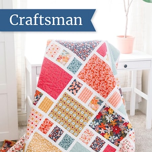 Craftsman Quilt Pattern by Amy Smart of Diary of a Quilter - Throw & Crib Sizes - Fat Quarter Friendly - Perfect for Large Fabric Prints!