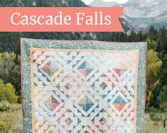 NEW from Amy Smart, Diary of a Quilter!  Cascade Falls Quilt Pattern - 5 Sizes Available in this  Full Color Printed Pattern  DQ-2401