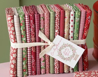 Creating Memories Seasonal Basics - Winter - Fat Quarter Bundle by Tilda Fabrics - 16 Fat Quarters 19"x21" Winter Reds and Greens