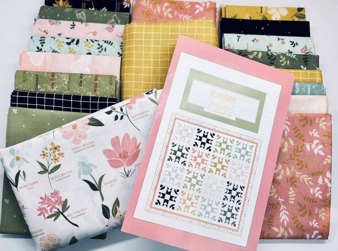 Wildflowers Quilt Kit. Includes Pattern and All Fabrics for 83 X 83 Quilt Top. Does Not Include