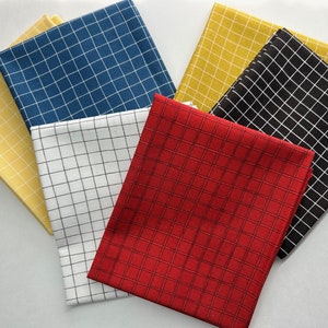 Curated Bundle of Various Riley Blake Grid/Plaid Fabrics - 18" x 21" Fat Quarter Bundle of 6 Fabrics - Great Additional to Any Stash!