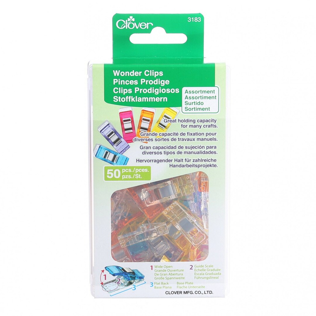 Series Clips Wonder Clips by Clover. Assorted Colors, 50 Ct. Clips Open Wide to Hold ...
