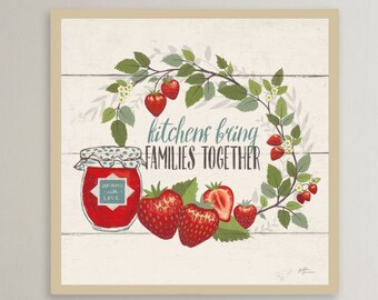 Strawberry Jam Kitchen Sign Art Print: Rustic Farmhouse Wall Decor