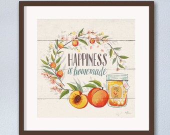Peach Jam Kitchen Sign Art Print: Rustic Farmhouse Wall Decor