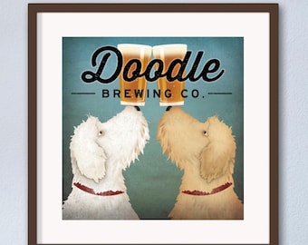 Doodle Brewing Company Art Print: Dog Illustration for Home Bar