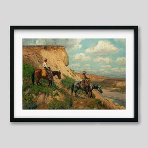 Cowboy Ranchers Art Print: Vintage Western Home Decor by Richard Lorenz