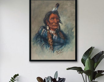 Chief Charlo Portrait Print: Vintage Native American Western Wall Art