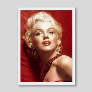 Marilyn Monroe Red Glamorous Portrait Photo Print, Vintage Hollywood Movie Star Art Print or Wood Framed