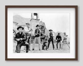 The Magnificent Seven Gunfight: Classic Western Movie Scene Photo Print