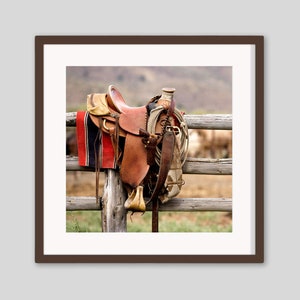 Horse Saddle Roping Gear Art Print: Ranch Style Western Decor