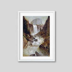 Vernal Falls Yosemite Natural Scenery Painting Print Vintage Artwork Wall Hanging Country Living Home Decor