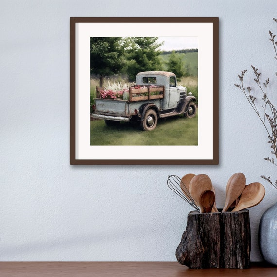 Rustic Flower Truck Art Print: Farmhouse Country Decor - Etsy