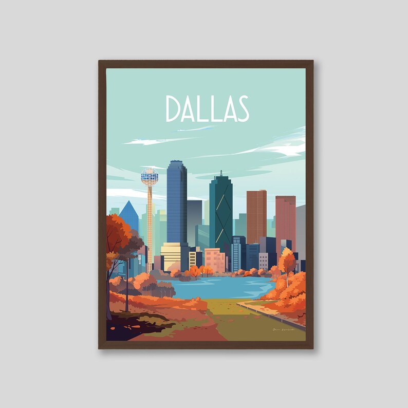 Dallas Texas Skyline Art Print: Colorful Cityscape Poster - Etsy