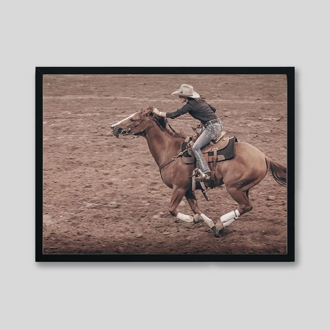Rodeo Cowgirl Barrel Racing Print: Western Home Decor - Etsy