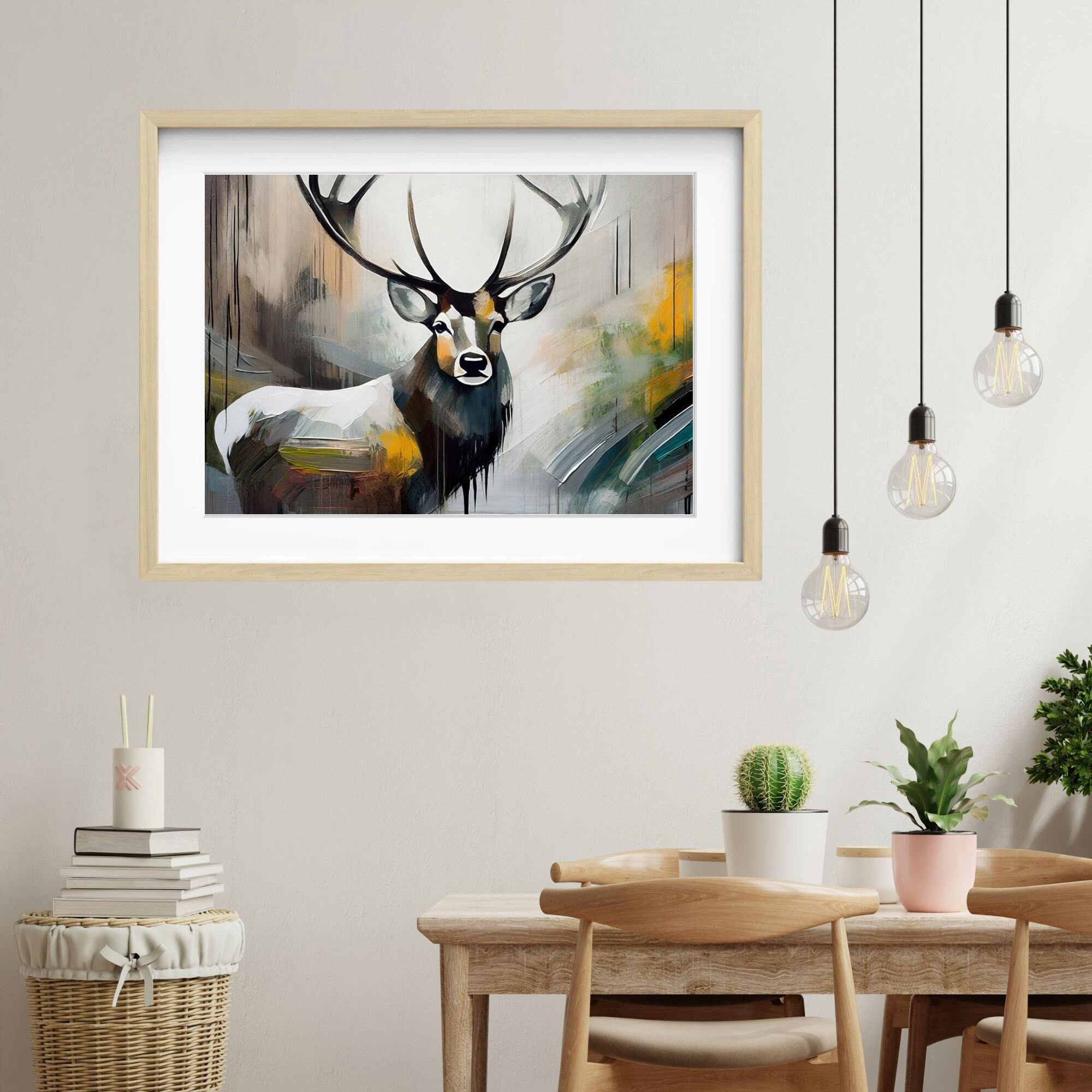 Deer in Forest Landscape Art Print: Rustic Wildlife Home Decor - Etsy