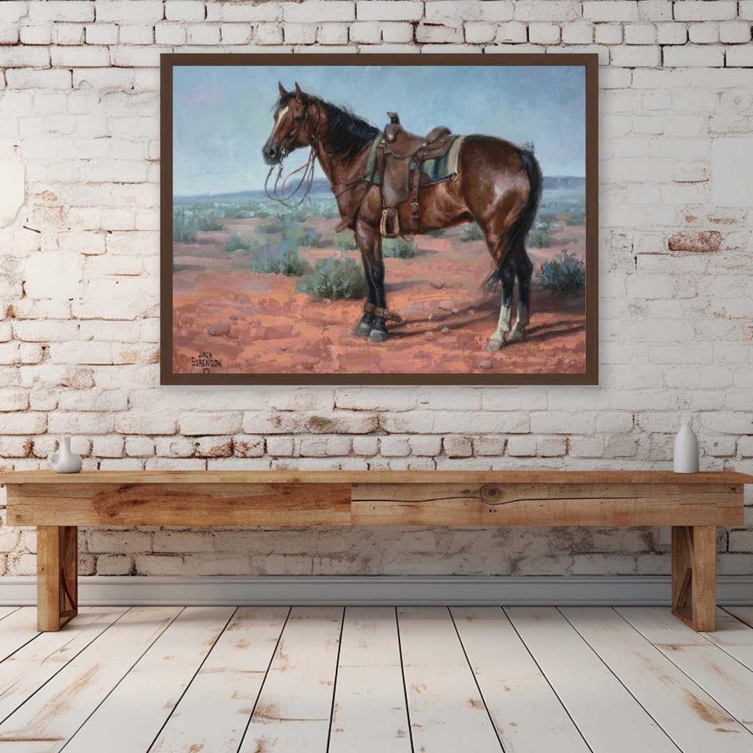 Brown Horse Western Art Print: Cowboy Ranch Landscape Wall Decor - Etsy