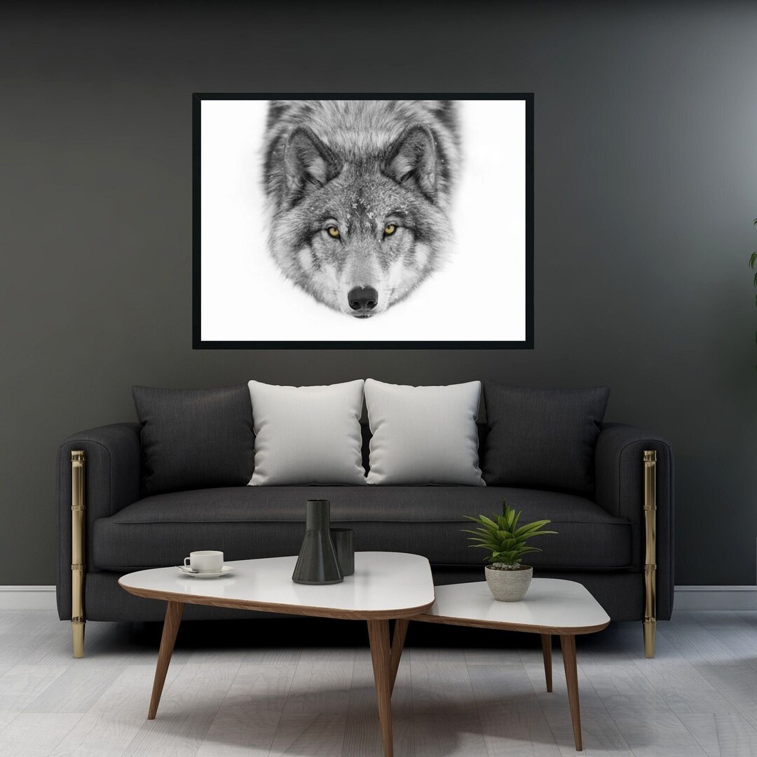 Black and White Wolf Wall Art Print, Animal Photography Home Decor