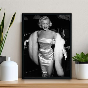 Marilyn Monroe Glamorous Movie Star Black and White Photo Print, Old Hollywood Vintage Photo Art Print or Wood Framed