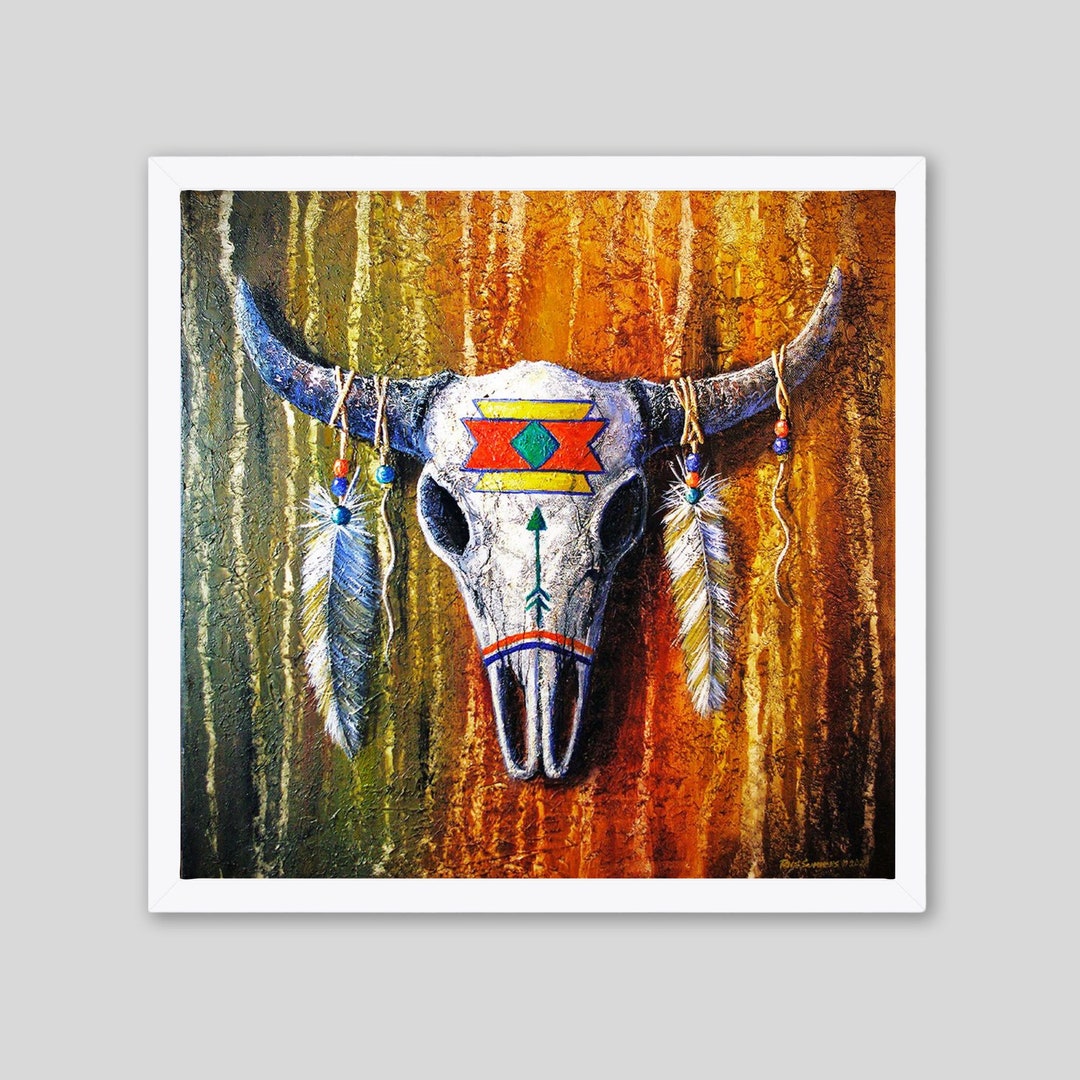Buffalo Skull With Feathers And Everlasting Life Native American Buffalo Skull With Feathers And Everlasting Life Native American