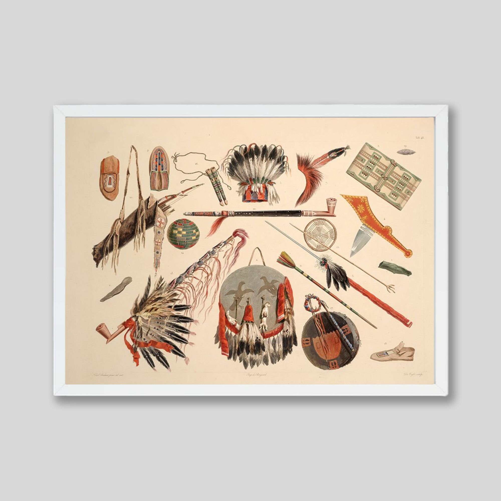 American Indian Tribes Tools Art Print: Vintage Western Illustration - Etsy