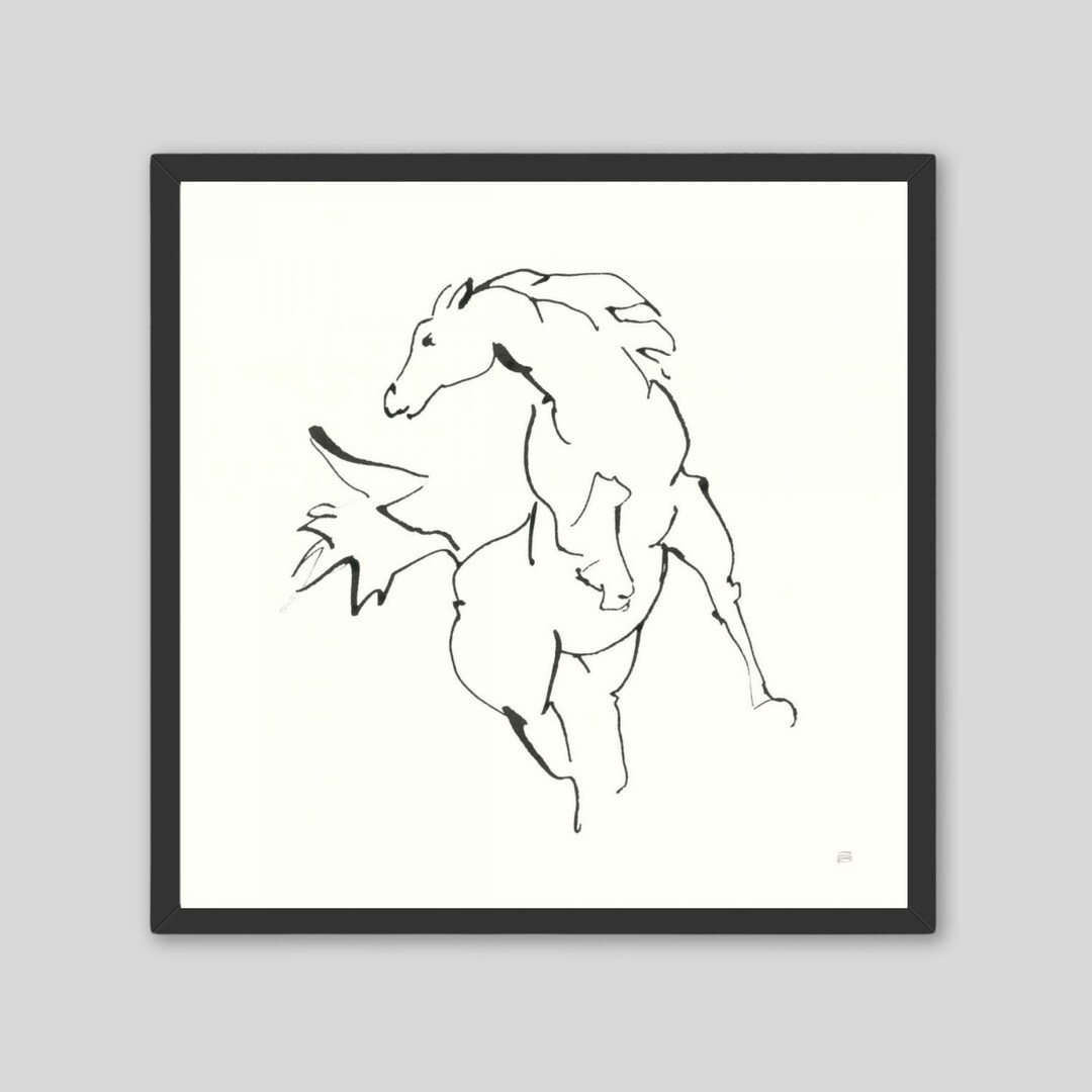 Horse Line Art Print: Modern Minimalist Framed Artwork - Etsy