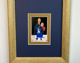 El Perro Azul Inmaculado [Obra de arte enmarcada con paspartú de tela] (8 x 10)