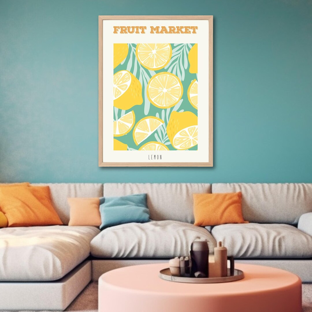 Lemon Citrus Fruit Market Art Print: Modern Kitchen Wall Decor - Etsy