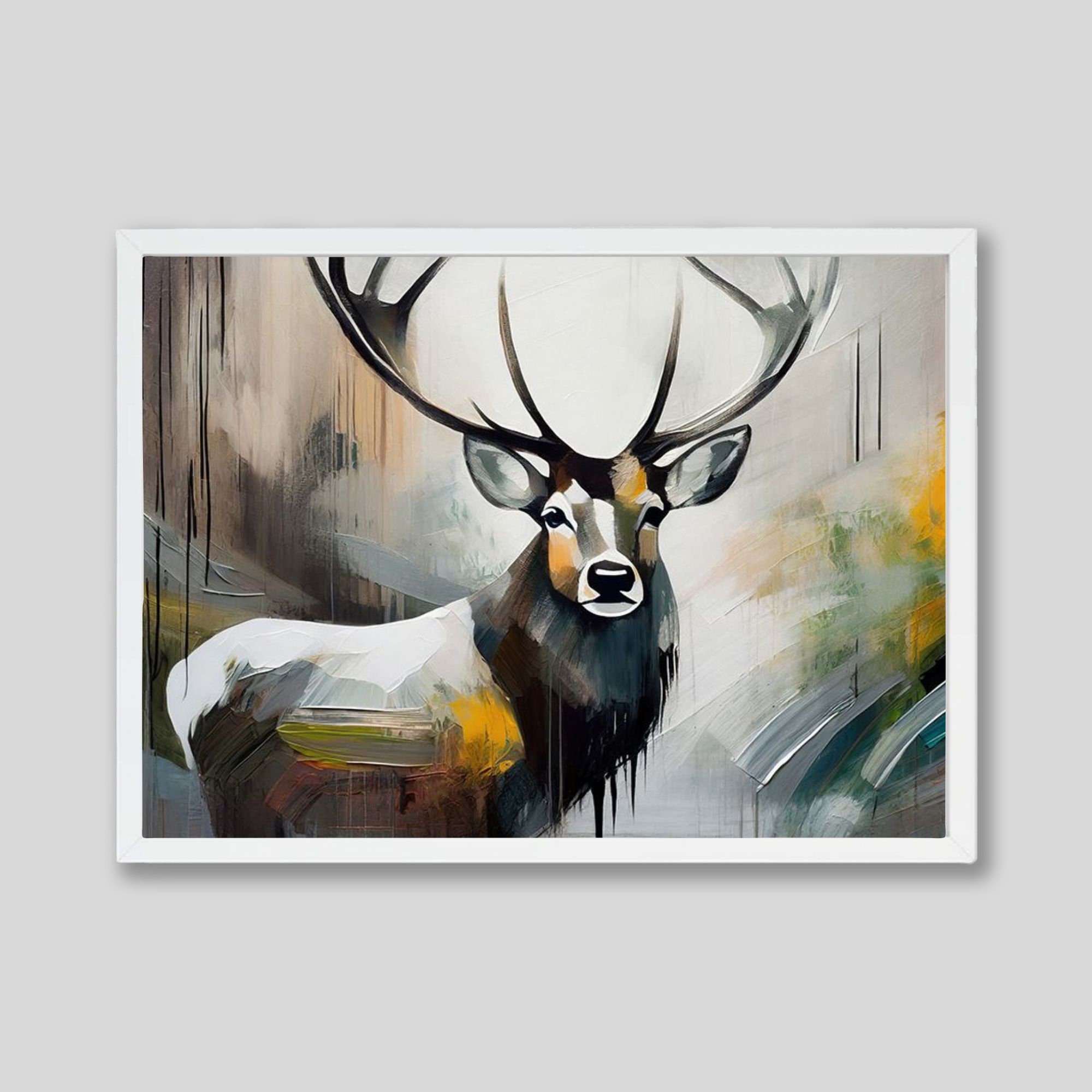 Deer in Forest Landscape Art Print: Rustic Wildlife Home Decor - Etsy