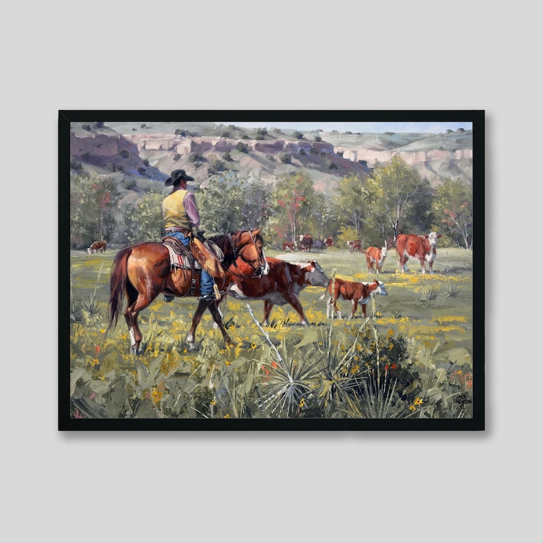 Western Ranching Graphics Cowboy Roundup Ranch Print: Western Landscape Art, Farmhouse Decor - Etsy