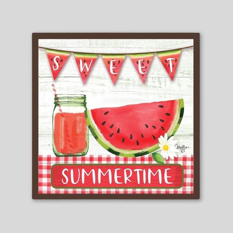 Sweet Summertime Watermelon Rustic Country Farm House Kitchen Sign ...