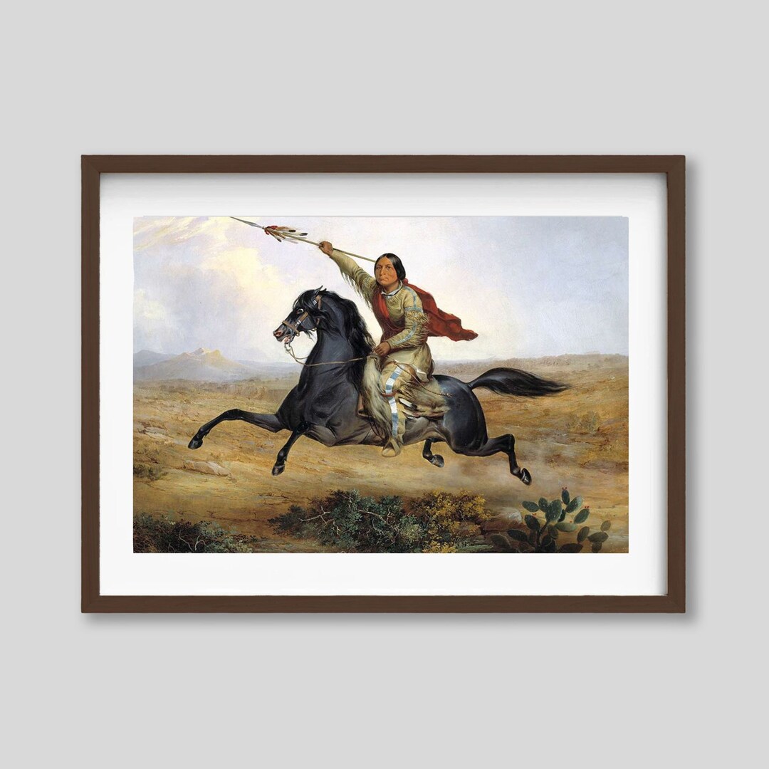 Native American Warrior on Horseback Print: Vintage Western Artwork - Etsy