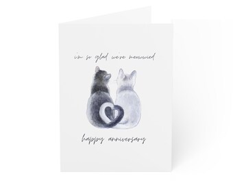 I'm So Glad We're Married Meowwied Card, Happy Anniversary, Blank Greeting Card, Me + You Cat Lovers Greeting Card, Cat Couple Card