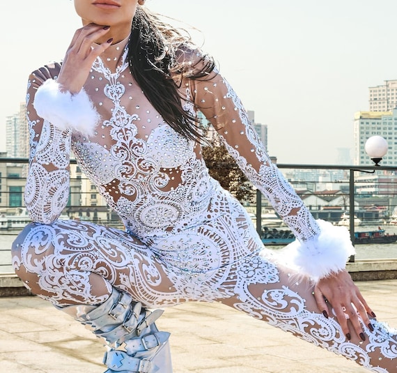 Juliana sequin diamond bodysuit gold / Festival clothes for women