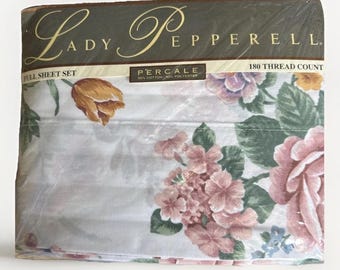 NEW Vtg Lady Pepperell Sheet Set Victoria's Garden Floral Sheets Full 4pc NIP