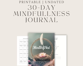 Calma tus pensamientos excesivos: Diario de mindfulness de 30 días para la ansiedad, el alivio del estrés y la claridad mental (PDF imprimible)