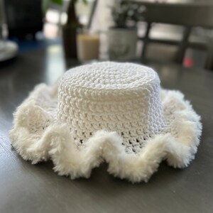 Faux Fur Edge Crocheted Bucket Hat