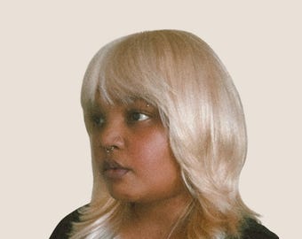 Straight Wolf Cut Wig: Edgy Rocker Style Beige Blonde